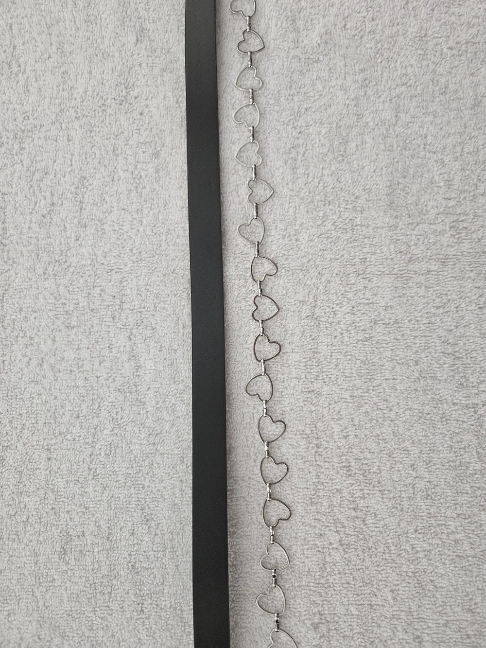 Art Class Girls Black Faux Leather Bow Belt Detachable Silver Heart Chain Size S